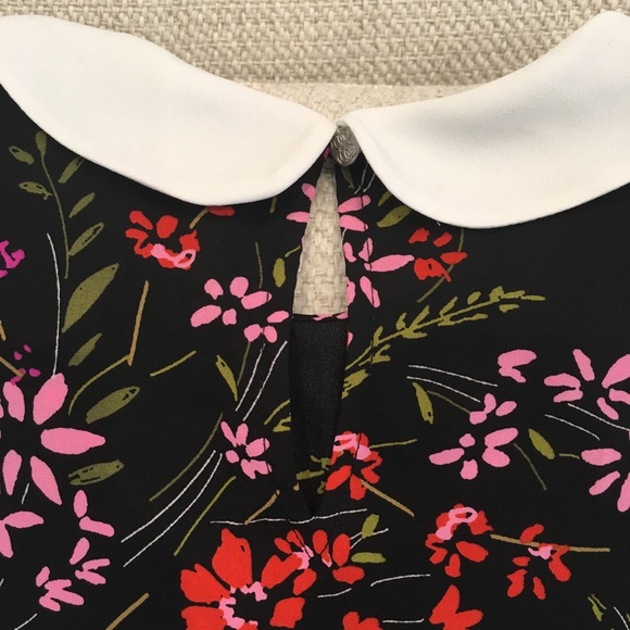 CeCe Floral Short Sleeve Top With Collar, Size XS - Picture 3 of 5